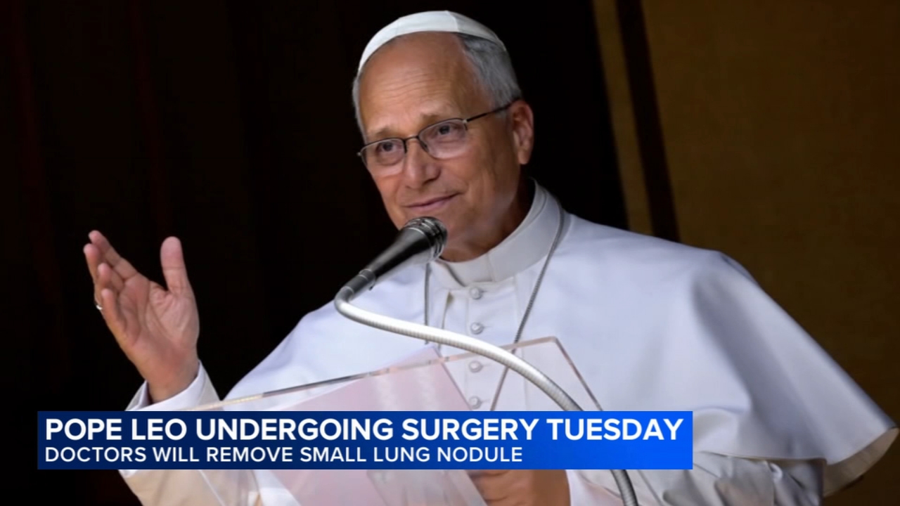 Pope Leo heads to hospital ahead of surgery to remove lung nodule

       — ABC 7 Bay Area, Ross Health news